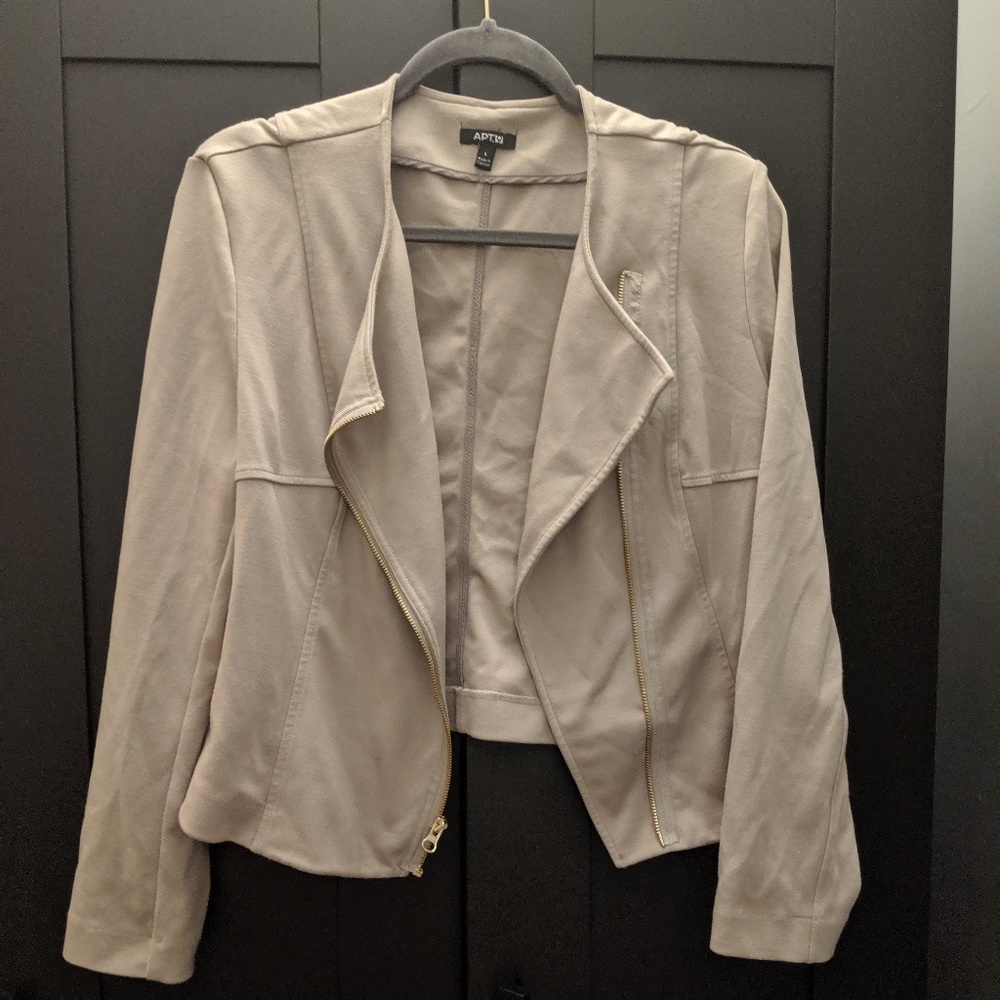 Beige Zipper Blazer
